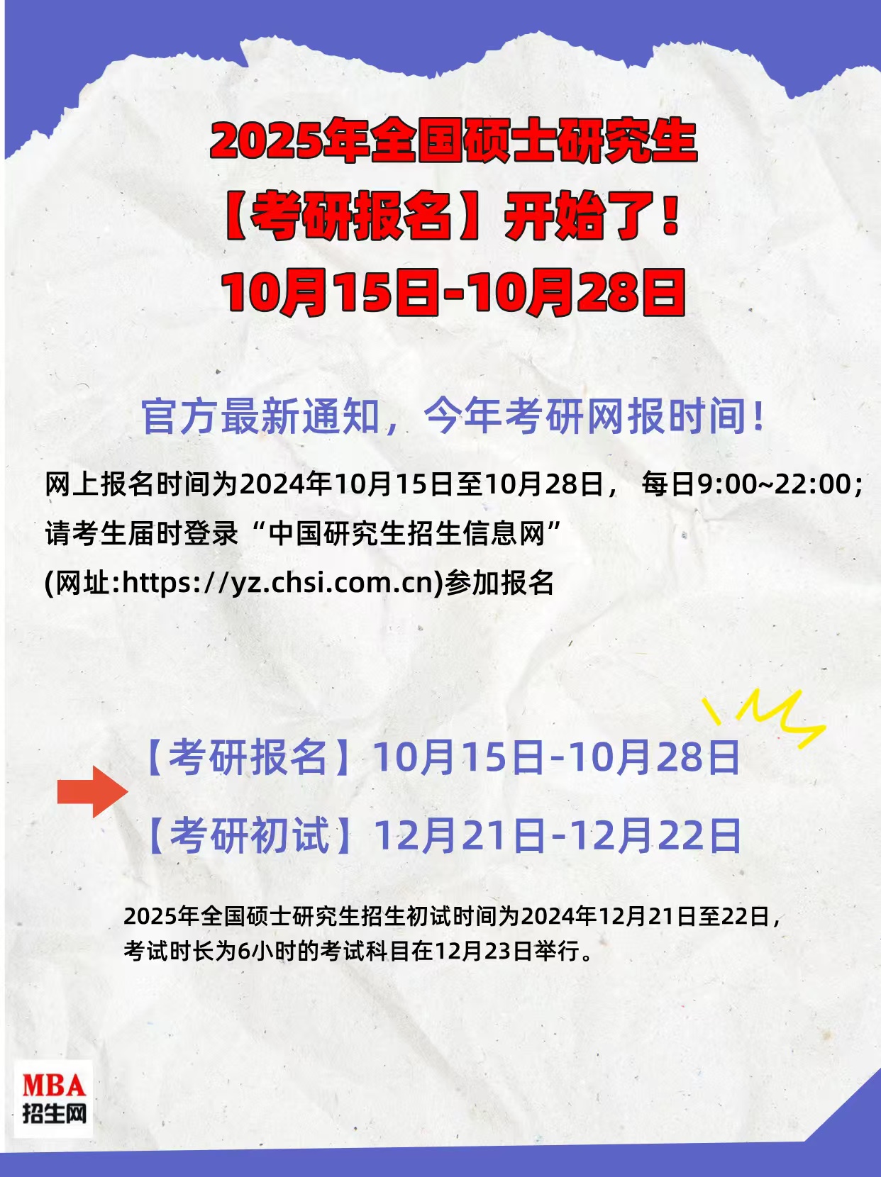 同學(xué)們注意了?  2025年全國研究生考研報(bào)名開始了